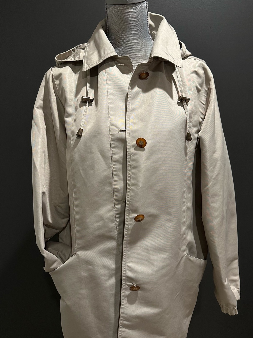 Blair Men's Hooded Raincoat in Cream